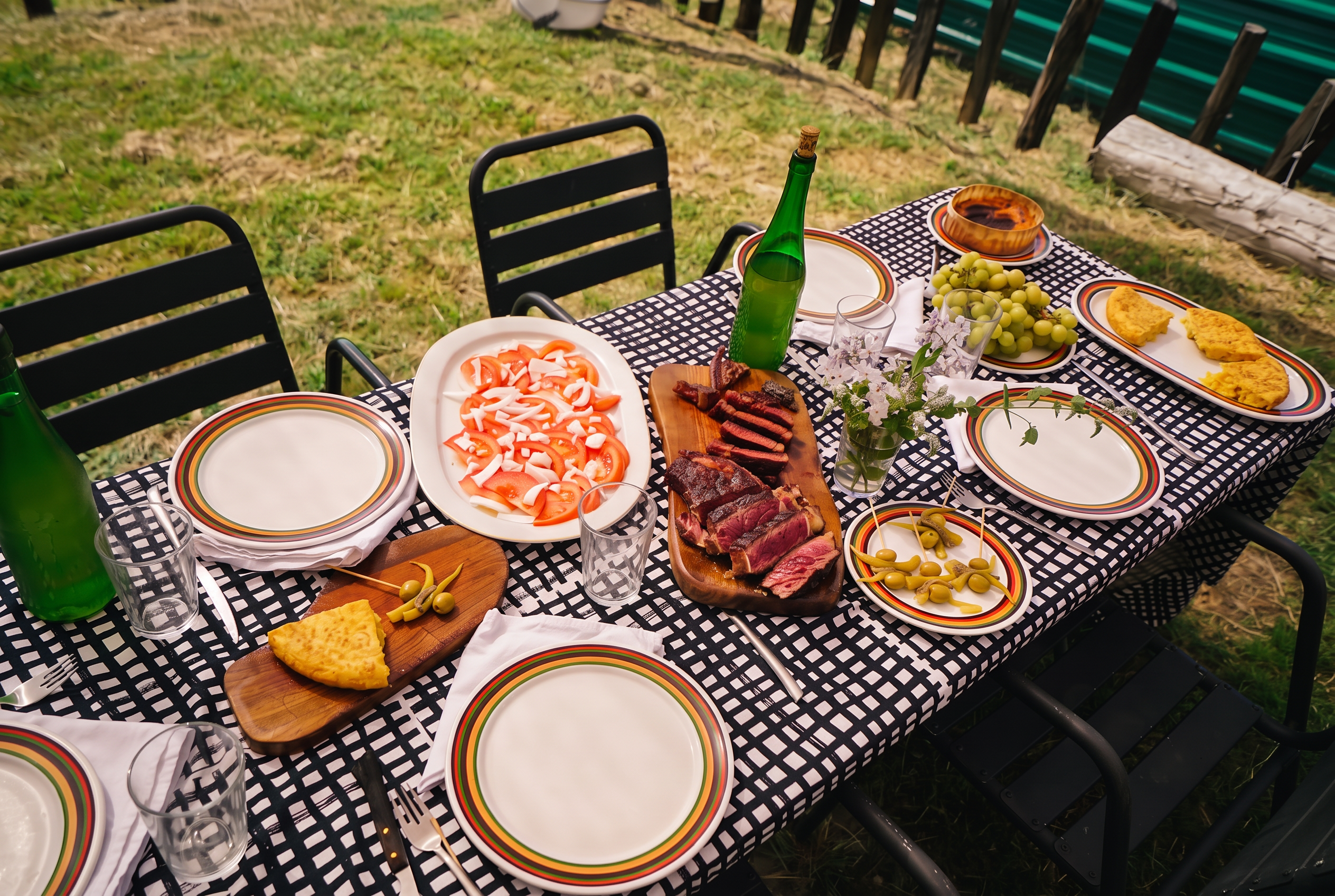 The Haizeder table in the garden